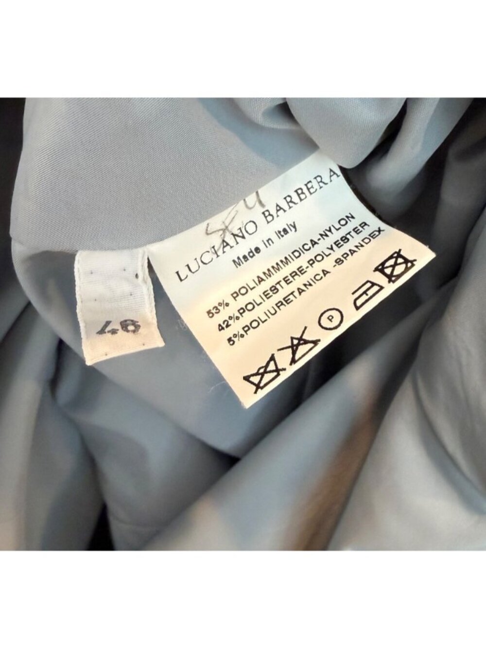 Luciano Barbera Women's Light Blue Gray Belted Trench Coat Size 46 Polyester - Picture 8 of 10